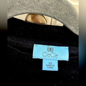 CeCe brand, black sweater - sheer arms.